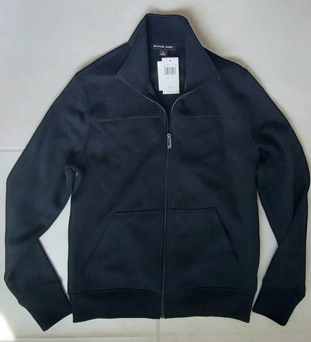 Sudadera de algodón Michael Kors para hombre con logotipo de cremallera completa frontal (pequeña), negra nueva con etiquetas $128 - Imagen 2 de 3