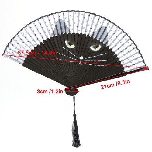 Abanico Plegable Gato Pintado Inyección de Tinta Mano Boda Baile Regalos Supas - Imagen 13 de 18