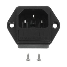 C14 Panel Mount Plug Adapter AC 250V 10A 3 Pins with Screws 1pcs