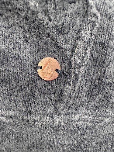 Volcom Women's Large (14) Lil Zip Up Hooded Fleece Sweatshirt BlueGrey Rose Gold - Picture 4 of 11