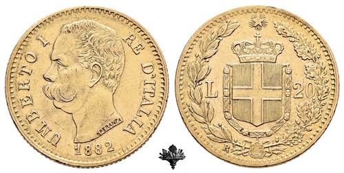KÖNIGREICH ITALIEN 20 Lire 1882 GOLD Marengo Umberto I