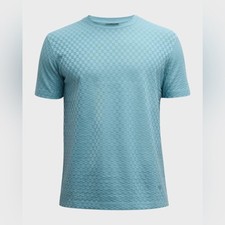 Emporio Armani Men  s Textured Jersey Crewneck T-Shirt Blue Large