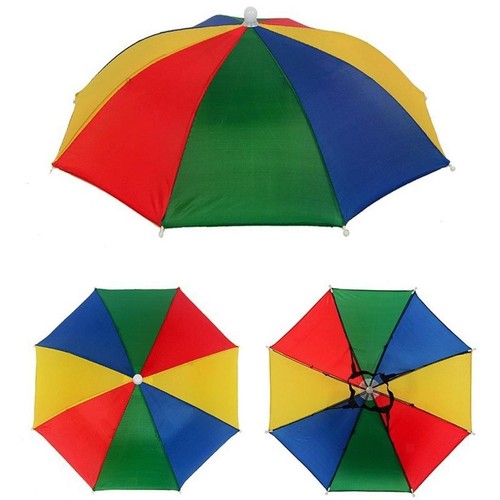 Umbrella Hat Colorful Compact Sunny and Rainy for Men Women Camping Hiking - Picture 2 of 6