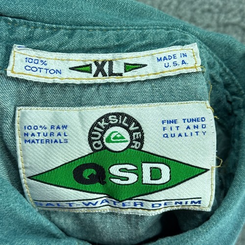 Vintage Quicksilver Salt Water Denim Shirt Mens XL Green Long Sleeve - Picture 3 of 5