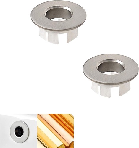 Anello di troppopieno per lavandino 2 pezzi nichel spazzolato bagno anello rame-argento  - Foto 1 di 6