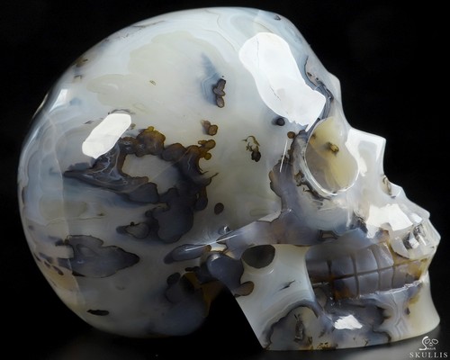 Calavera de cristal tallada a mano de ágata brasileña premium de 4,0", realista, curativa - Imagen 4 de 8