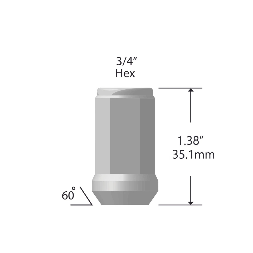 20 piezas tuercas de rueda de bellota abultadas negras 12x1,5 extremo cerrado 1,38" de alto 3/4" hexagonales Foto 4 de 4