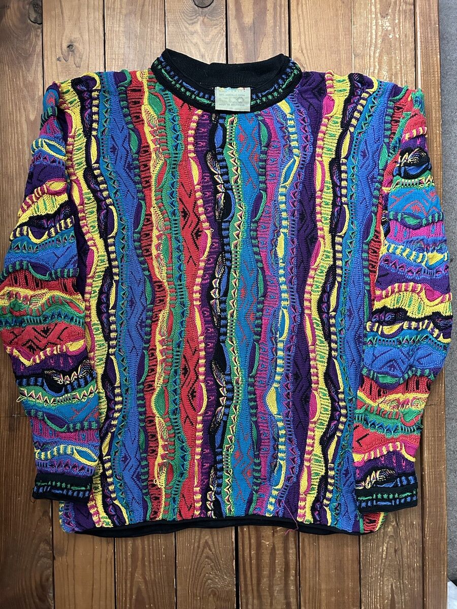 Vintage 90s Coogi Men's Rainbow Black Blue Yellow Green 3D Vintage 90s Coogi Men's Rainbow Black Blue Yellow Green 3D