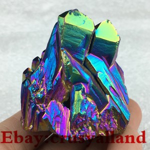 Top-Natural-Quartz-Crystal-Rainbow-Titanium-Cluster-VUG-Mineral-Specimen-Healing