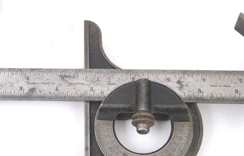"Starrett No. 12" Combo Square "Goodell Pratt Co." No. 4 12" Metal Ruler VTG USA - Picture 5 of 7