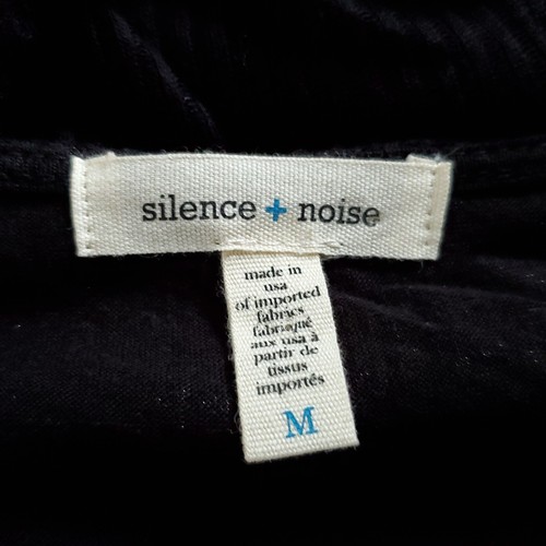 Silence & Noise Ribbed Knit V Neck Dress M Short Sleeve Empire Waist Black - Picture 6 of 8