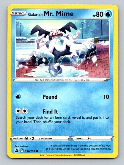 2021 Pokemon Card Battle Styles Galarian Mr. Mime 34/163