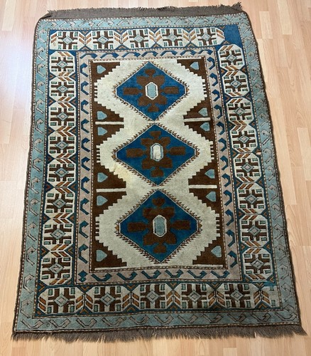 ANTICO TAPPETO IN LANA ANNODATO A MANO 140x193cm - Foto 1 di 10