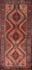 Runner Rug 4x10 ft.Pink Geometric Meshkin Oriental Hand-Knotted Hallway Wool Rug