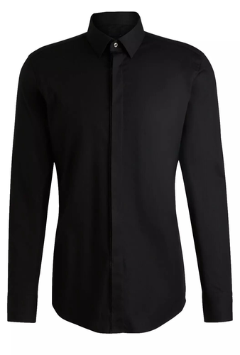 HUGO BOSS Extra Slim Party Dress Cotton Shirt in Black - Size 16.5 / 42