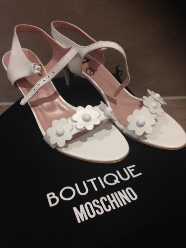 Size37 4 4 Heel Sandals Ladies Moschino Daisy Excellent Kitten Boutique White 5 6a0F0q