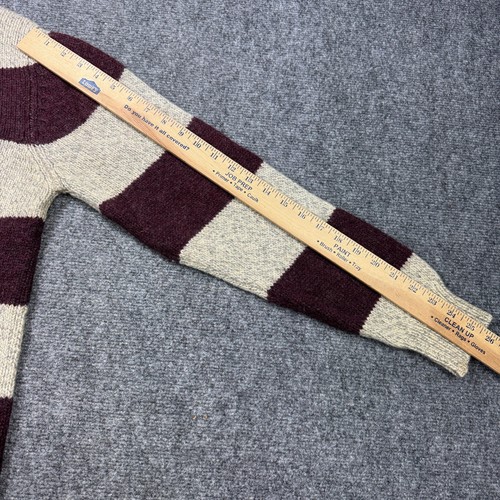 Vintage Britches Sweater Mens Large Burgundy Heather Grey Stripe Wool Hong Kong - Picture 15 of 20