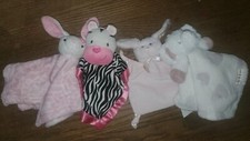 LOT of 4 GIRLS SOFT BABY LOVEY SECURITY BLANKETS