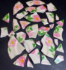 Vintage Lot Of Pieces of Broken China Mosaic Tiles Franciscan Desert Rose Pink