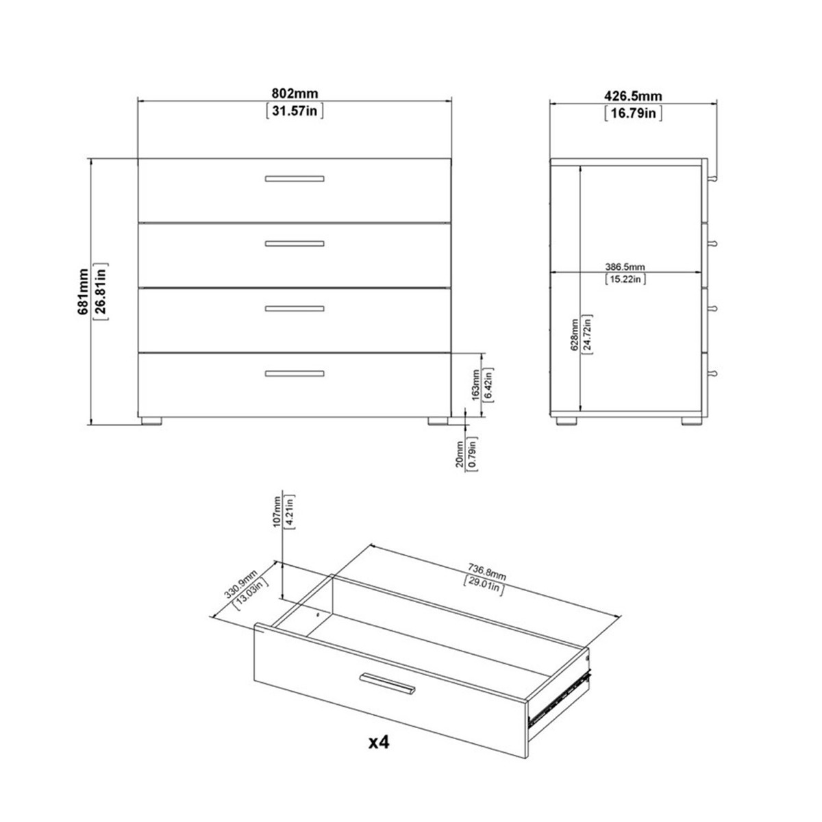 Tvilum 4 shop drawer dresser