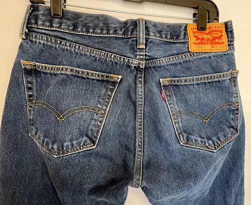 Levis 505 Herren Medium Wash Regular Fit Gerades Bein Denim Blau Jeans 32 x 31 - Bild 6 von 7