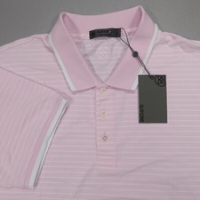G/Fore Perforated Golf Polo Striped Blush Pink Men's G4MS21K04 120