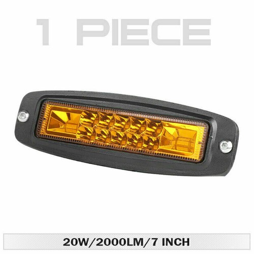 Flush Mount 7in LED Work Light Bar Pods Amber White Flood Spot Combo Fog Offroad - Picture 21 of 22
