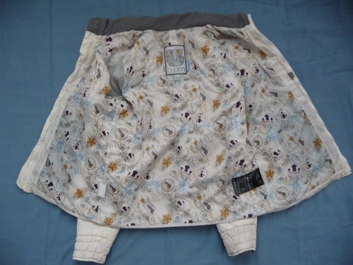 Burton M Jacket Cream White Full Zip Lightweight Maps Compass Lining Pattern - Picture 5 of 9