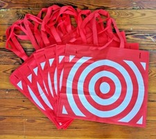  LIGHTLY USED LOT OF 10 COUNT Reusable RED Target Shopping Tote Bag 15x17