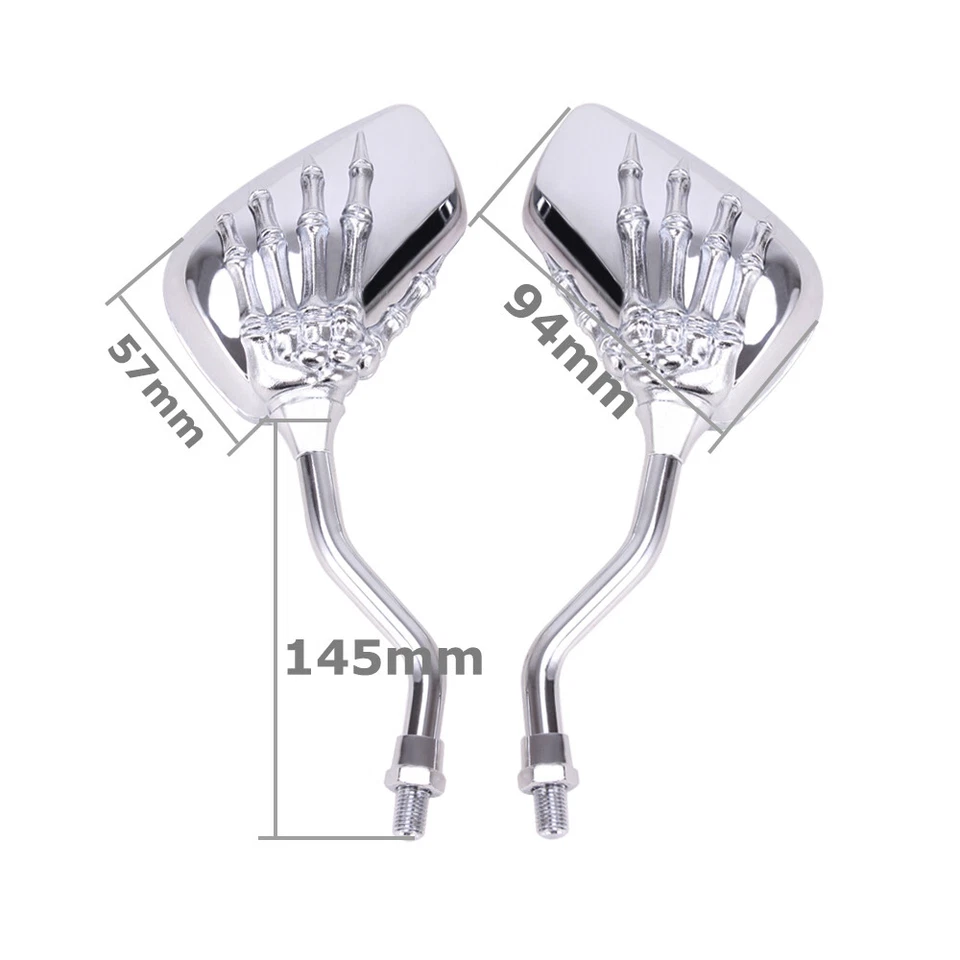 ESPEJOS RETROVISORES MANUALES CALAVERA CROMADOS PARA KAWASAKI VULCAN VN 750 800 900 1500 1600 Foto 4 de 4