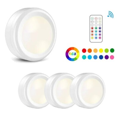 3-12 RGB Schrankleuchten LED Spot Batteriebetrieben Nachtlicht mit Fernbedienung