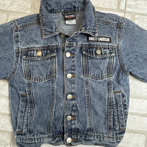 Harley Davidson Jeansjacke Mädchen Small 6 (Small) blau Mantel bestickt bezaubernd - Bild 3 von 19