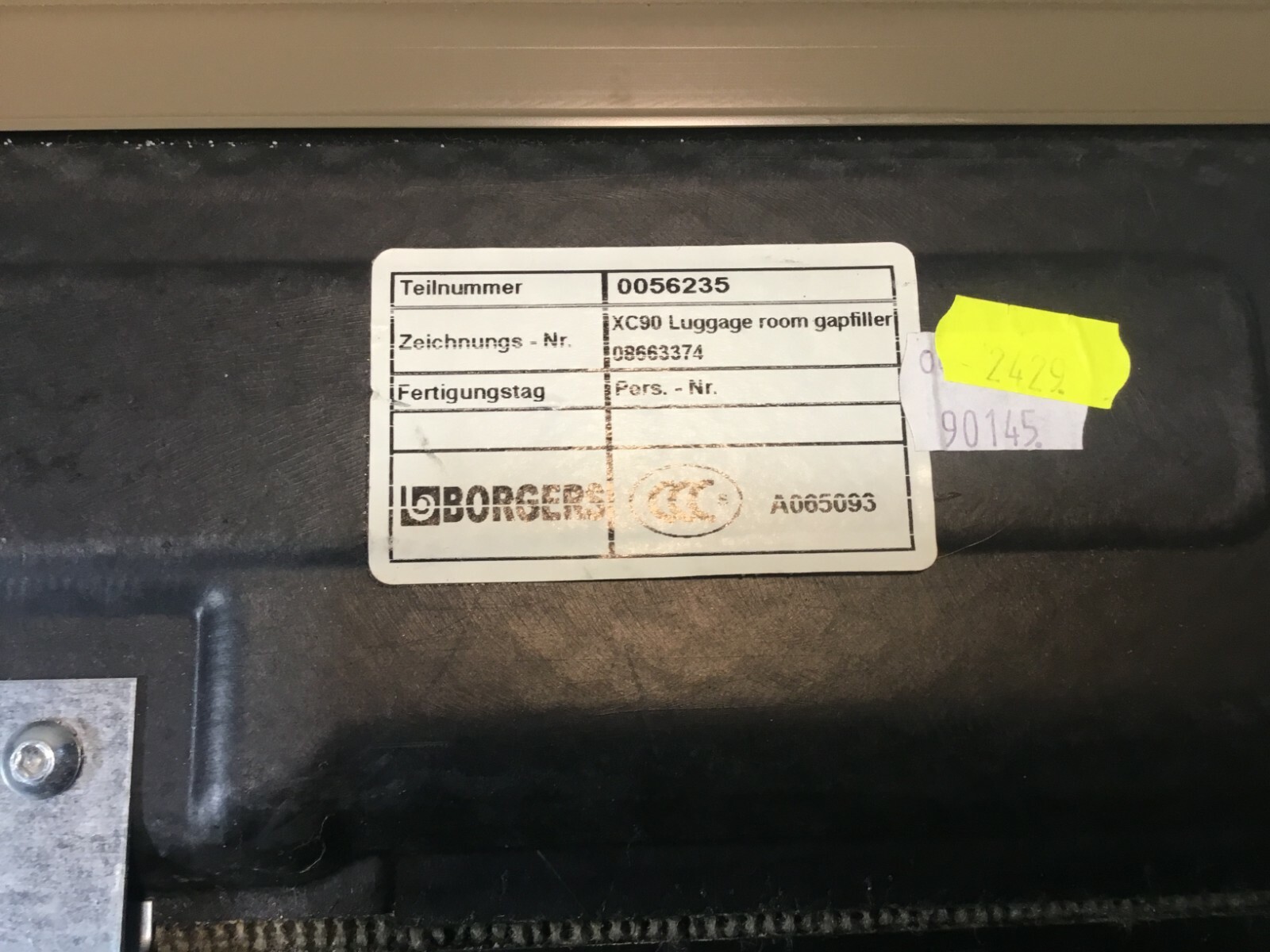 07-14 Volvo XC90 Rear Third Row Seat Trunk Compartment Cover Panel OEM ...