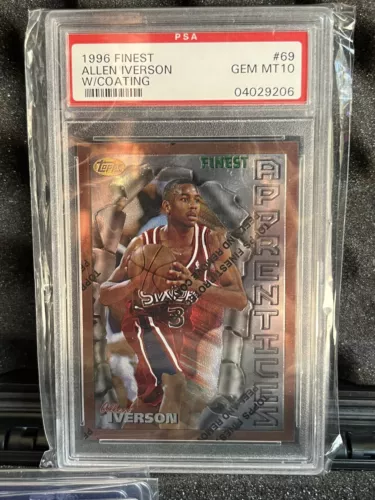 1996-97 Topps Finest w/ Coating Allen Iverson Rookie RC #69 - PSA 10 Gem Mint