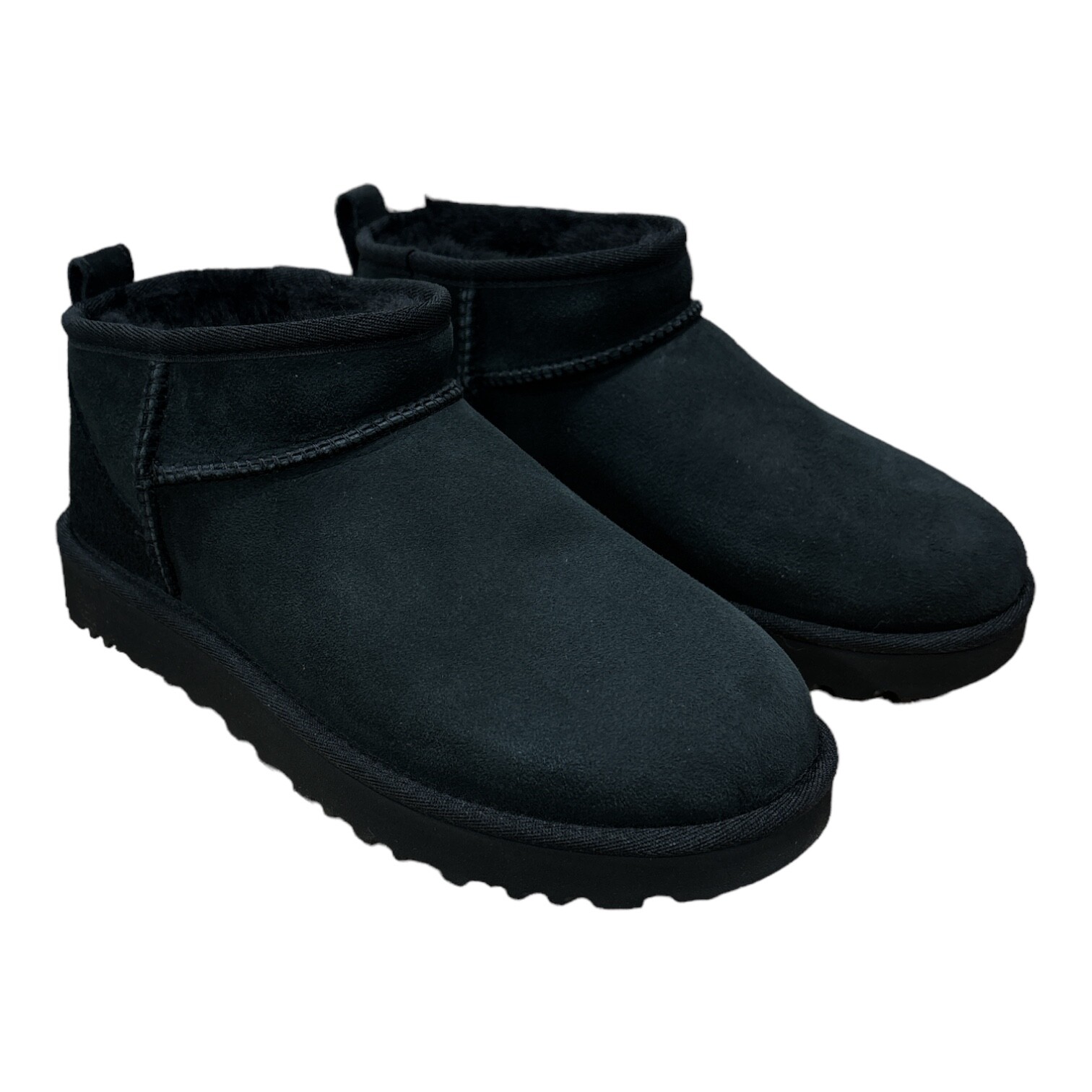Зимние ботинки UGG Womens Classic Ultra Mini без шнуровки из овчины (черный, 7)