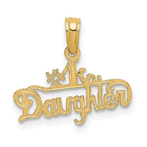 14K Yellow Gold #1 Daughter Pendant D3989 - Imagen 1 de 4