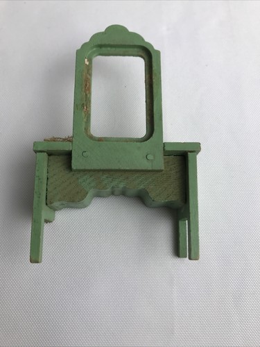 Casa delle bambole miniature mobili vintage camera da letto e bagno 7 pezzi anni 30-40 DIFETTI - Foto 17 di 21