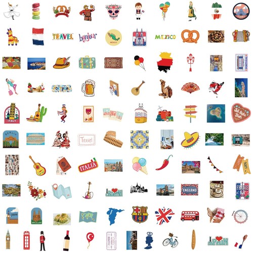 100 Luggage Suitcase Retro Vinyl Stickers Vintage City Names World Travel UK NEW - Picture 3 of 13