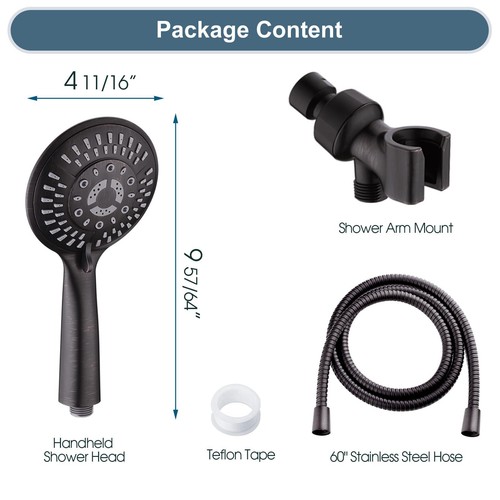 9 Spray Settings Shower Head with Handheld High Pressure Oil-Rubbed Bronze Ha... - Picture 7 of 8