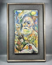 KANOL PAINTING MID CENTURY KARL NOLDE LISTED MAN WITH BIRD MODERNISM