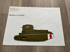 large vintage 1970s colour print of a medium a whippet  ( tank from ww1 )