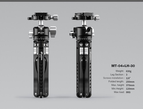 Leofoto MT-04+LH-30 Folding Aluminum Mini Tripod with Ball Head Set - Picture 3 of 12