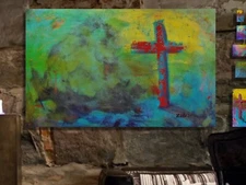 painting on canvas  39” X 62” Acrylic, Abstract, POP Art, giant