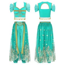 Womens Crop Top Arabic Princess Belly Dance Pants Bloomers Festival Performance