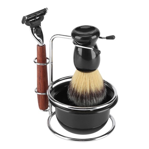 4Pcs Shaving Kit: Manual Razor Stand Brush & Bowl - Perfect Gift Set - Picture 12 of 19