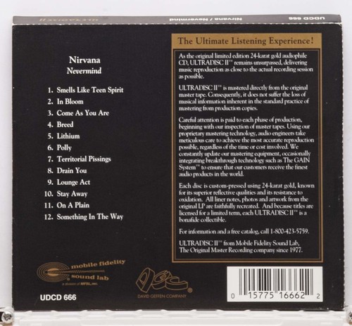 Nirvana - Nevermind - 1996 MFSL 24K GOLD CD ULTRADISC 2 UDCD 666 w/Obi - Foto 3 di 8
