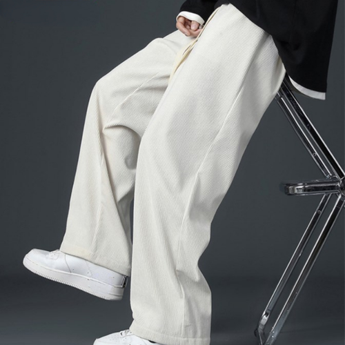 Men Corduroy Drawstring Pants Wide Leg Straight Trousers Casual Loose Sweatpants - Bild 11 von 18