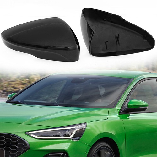 Gloss Black Side Wing Mirror Cover Cap Replacement For Ford Focus 2019~2024 PAIR - Picture 1 of 8