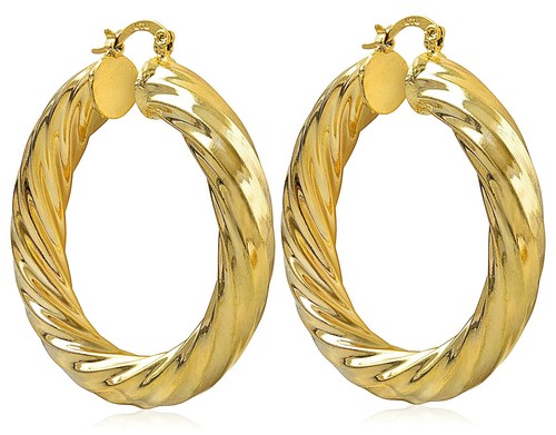 18k Gold Filled Creole Round Large Hoops Earrings Jewelry Womens - Picture 6 of 48
