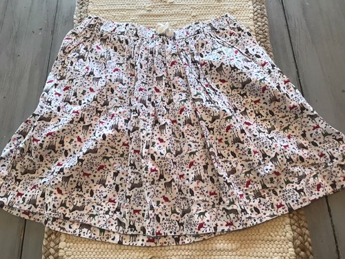 Lands' End Kids White Horse Rabbit Dog Cat Owl Print Skirt Skort Sz 10 Cotton